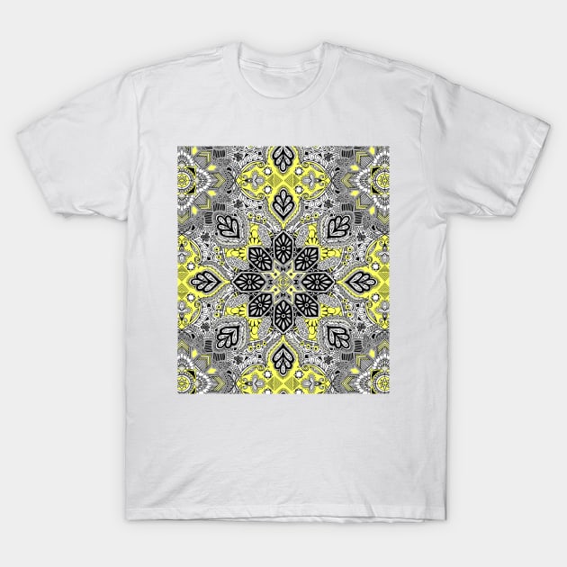 Boho Sunshine Medallion Pattern T-Shirt by micklyn